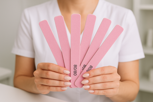 somebody-showing-a-80-80-nail-files in a pink color
